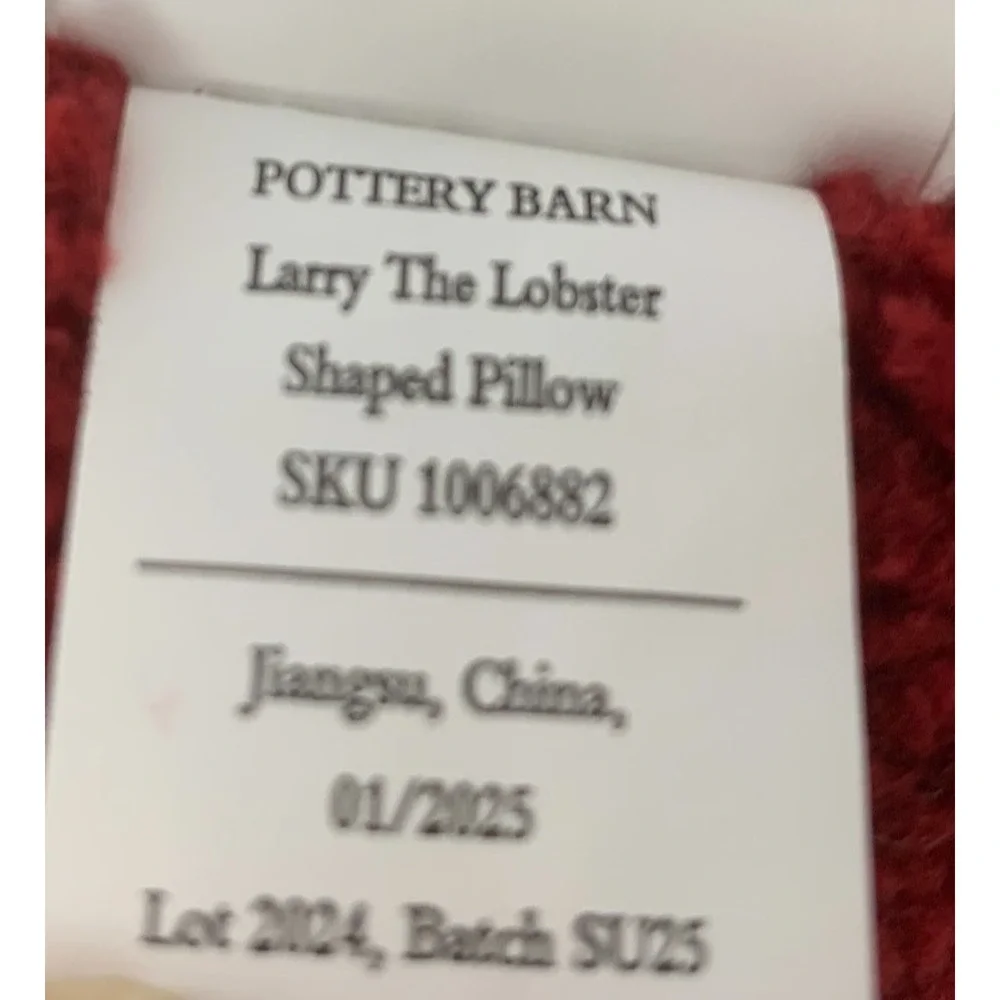 NWT Pottery Barn LARRY the LOBSTER Beachy Coastal Nautical Shaped Pillow NEW